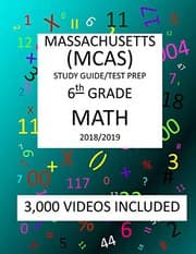Tapa de 6th Grade MASSACHUSETTS MCAS, 2019 MATH, Test Prep :