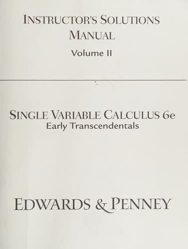 Tapa de Instructor's solutions manual [to accompany] Single variable calculus