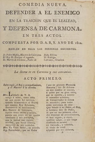 Tapa de Defender a el enemigo en la traición que es lealtad, y defensa de Carmona
