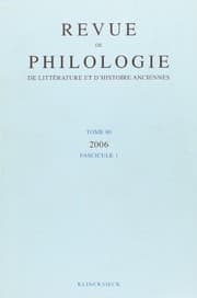 Tapa de Revue de Philologie, de Litterature Et d'Histoire Anciennes Volume 80