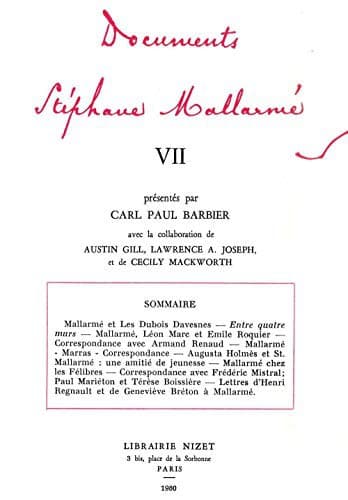 Tapa de Documents Stephane Mallarme VII