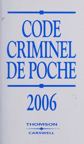 Tapa de Code criminel de poche, 2006