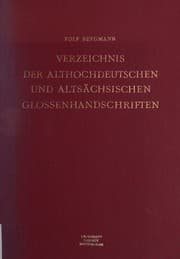Tapa de Verzeichnis der althochdeutschen und altsächsischen Glossenhandschriften