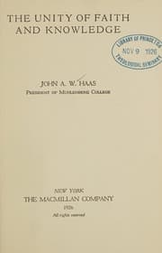 Tapa de The unity of faith and knowledge