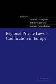 Tapa de Regional Private Laws and Codification in Europe