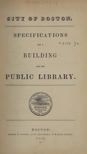 Tapa de Specifications for a building for the public library
