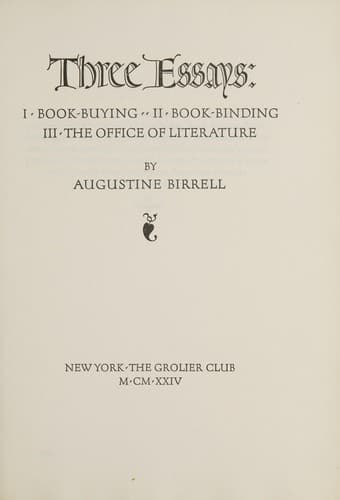 Tapa de Three essays