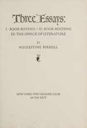 Tapa de Three essays
