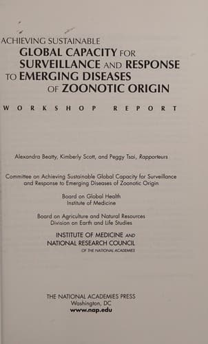 Tapa de Achieving sustainable global capacity for surveillance and response to emerging diseases of zoonotic origin