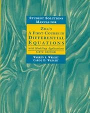 Tapa de Student solutions manual for Zill's A first course in differential equations with modeling applications