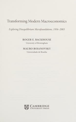 Tapa de Transforming modern macroeconomics
