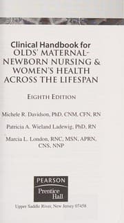 Tapa de Clinical handbook for maternal-newborn nursing & women's health care