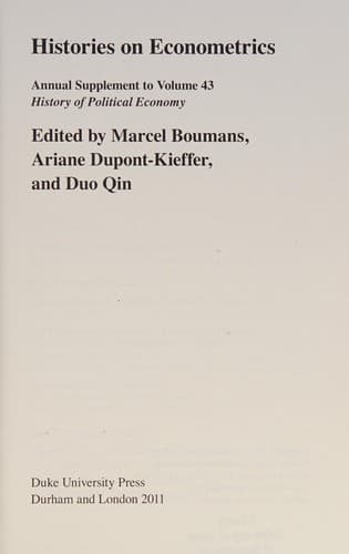 Tapa de Histories on Econometrics