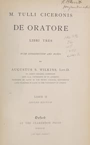 Tapa de M. Tulli Ciceronis De oratore libri tres