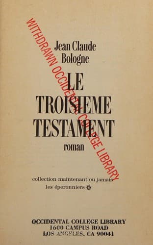 Tapa de Le troisième testament