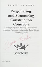 Tapa de Negotiating and structuring construction contracts