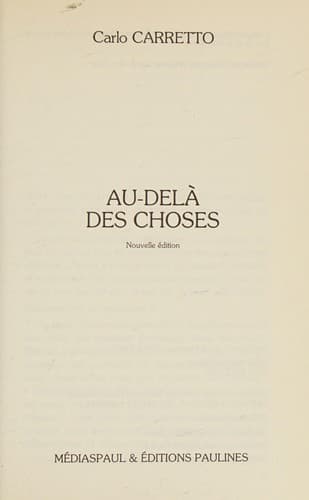 Tapa de Au-delà des choses
