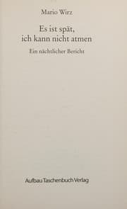 Tapa de Es ist sp at, ich kann nicht atmen: ein n achtlicher Bericht