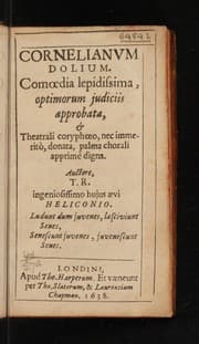 Tapa de Cornelianum dolium. Comoedia lepidissima, optimorum judiciis approbata ...