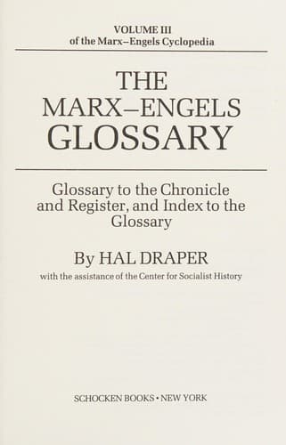 Tapa de The Marx-Engels glossary