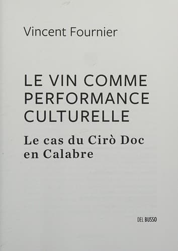 Tapa de Le vin comme performance culturelle