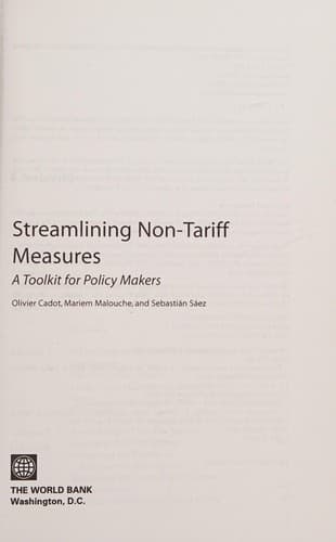 Tapa de Streamlining non-tariff measures
