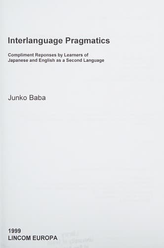 Tapa de Interlanguage pragmatics