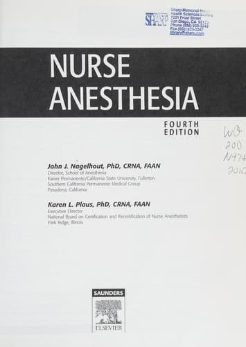 Tapa de Nurse anesthesia