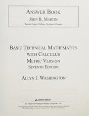 Tapa de Answer book to accompany Basic technical mathematics with calculus, 7th edtion