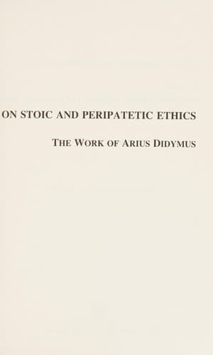 Tapa de On Stoic and Peripatetic ethics