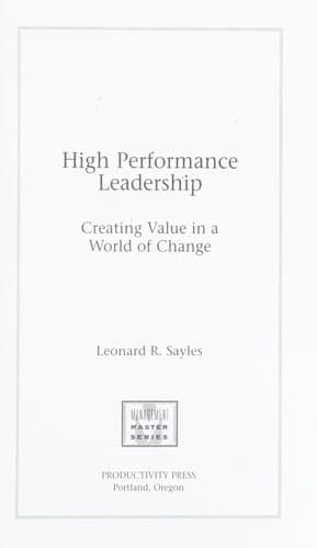 Tapa de High Performance Leadership