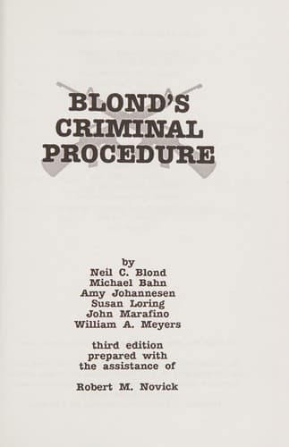 Tapa de Blond's criminal procedure