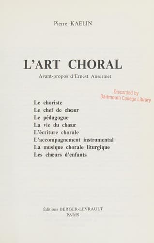 Tapa de L' art choral