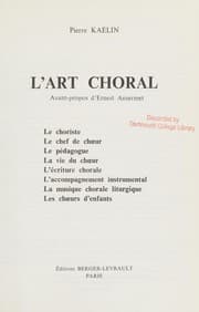 Tapa de L' art choral