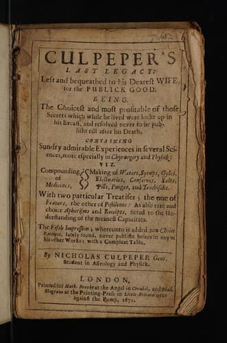 Tapa de Culpeper's last legacy