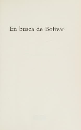 Tapa de En busca de Bolívar