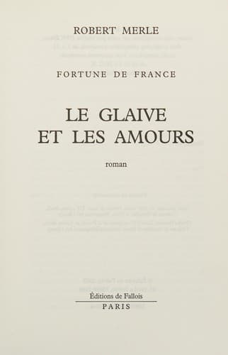 Tapa de Le glaive et les amours