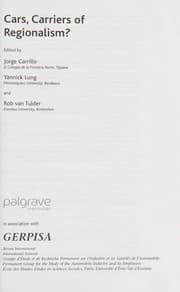 Tapa de CARS, CARRIERS OF REGIONALISM?; ED. BY YANNICK LUNG