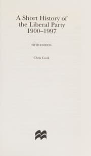 Tapa de A Short History of the Liberal Party, 1900-97