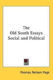 Tapa de The Old South Essays Social and Political