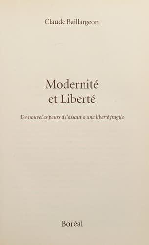 Tapa de Modernité et liberté