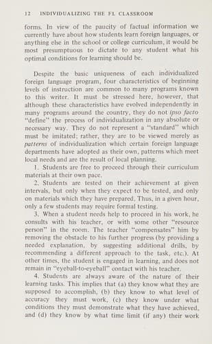 Tapa de Individualizing the foreign language classroom
