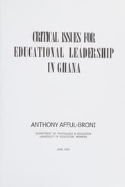 Tapa de Critical issues for educational leadership in Ghana