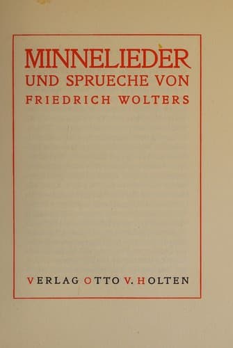 Tapa de Minnelieder und Sprueche