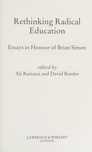 Tapa de Rethinking radical education