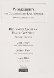 Tapa de Worksheets for Beginning Algebra