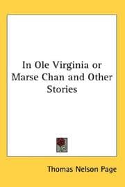 Tapa de In Ole Virginia or Marse Chan and Other Stories
