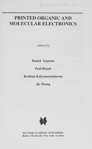 Tapa de Printed organic and molecular electronics