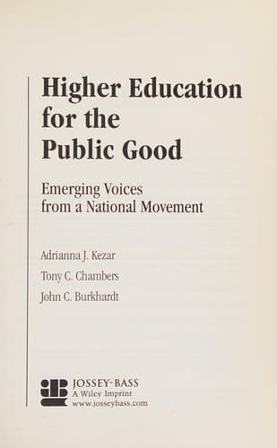 Tapa de Higher education for the public good