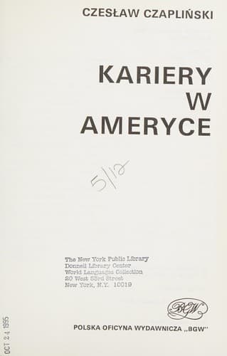Tapa de Kariery w Ameryce